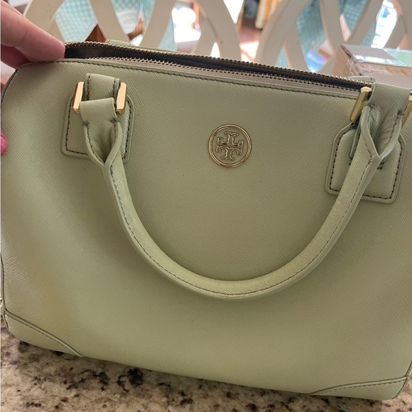 Tory Burch Robinson Bag & Matching Wallet Mint Green Leather - Picture 4 of 9